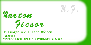 marton ficsor business card
